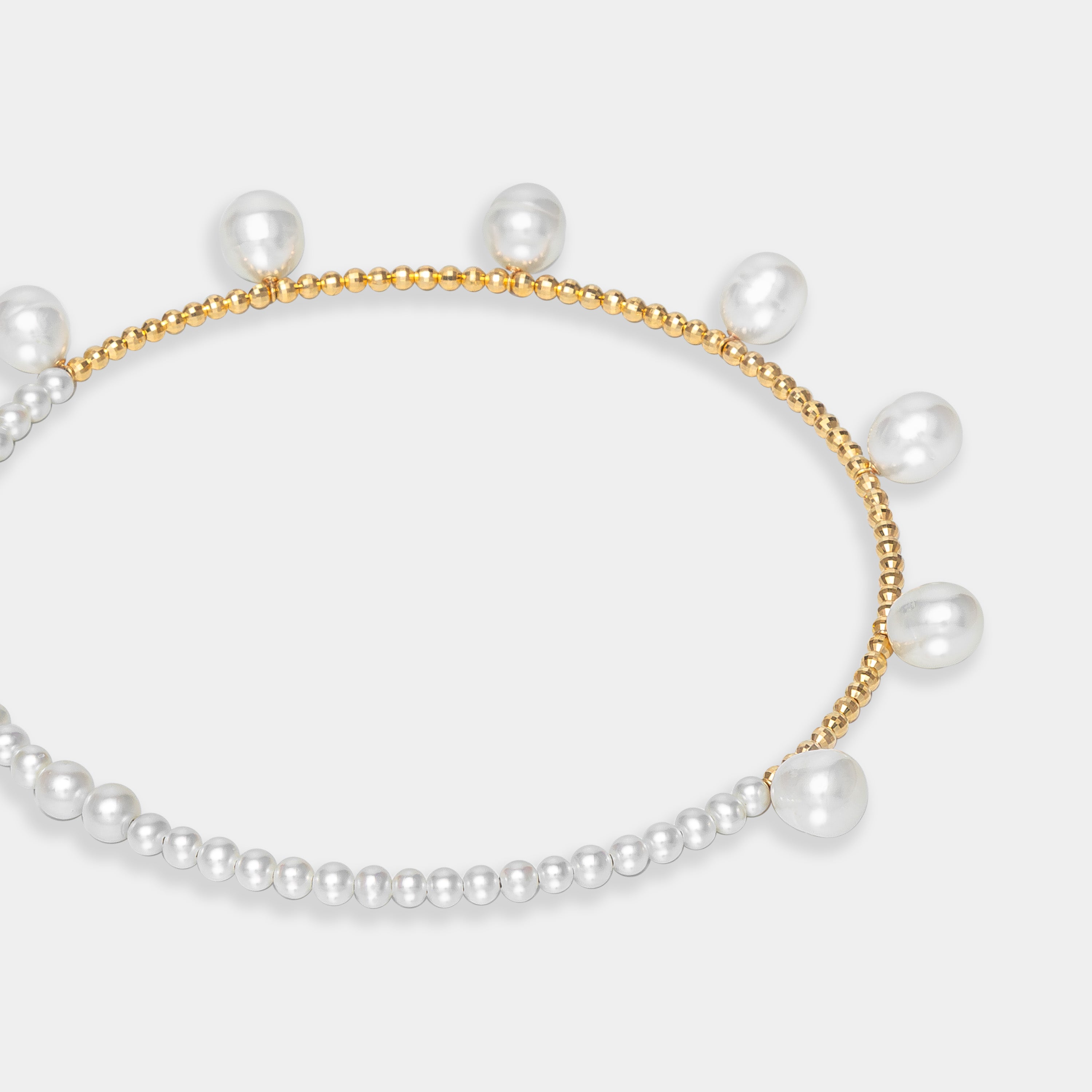 Elegant Pearl Dot x Gold Choker, perfect for adding a touch of sophistication to any outfit.