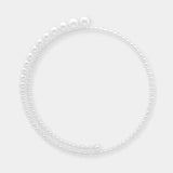 Elegant white pearl necklace featuring freshwater pearls and a chic white circle, set in luxurious 14K white gold.